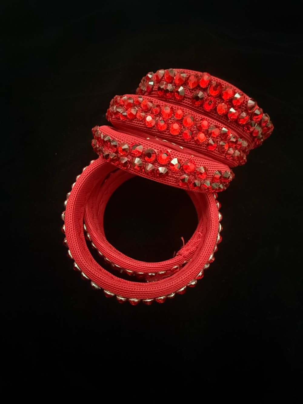 Red Rhinestone Bangle Bracelet Set — ballroom, belly dance